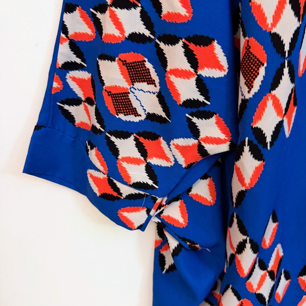 Gianni Bini Womens Geometric Ikat Open Front Kimono Cardigan Oversized M Blue - Picture 4 of 10
